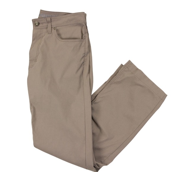 Prana Brion Pants Mens 33X30 Brown Slim Fit Outdoors Hiking Trail Nylon Stretch - Picture 1 of 16